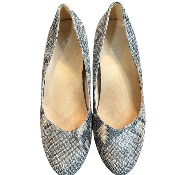 Vionic Antonia Leather Snakeskin Print Wedge Style Heel Size 6.5 - Picture 2 of 7